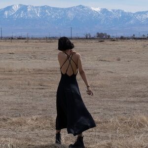 Black Strappy Back Midi Dress - Elegant Women's Dress